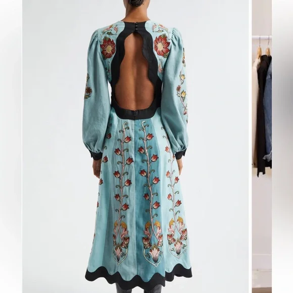 NWT Farm Rio Floral Embroidered Long Sleeve Midi dress - Picture 2 of 12